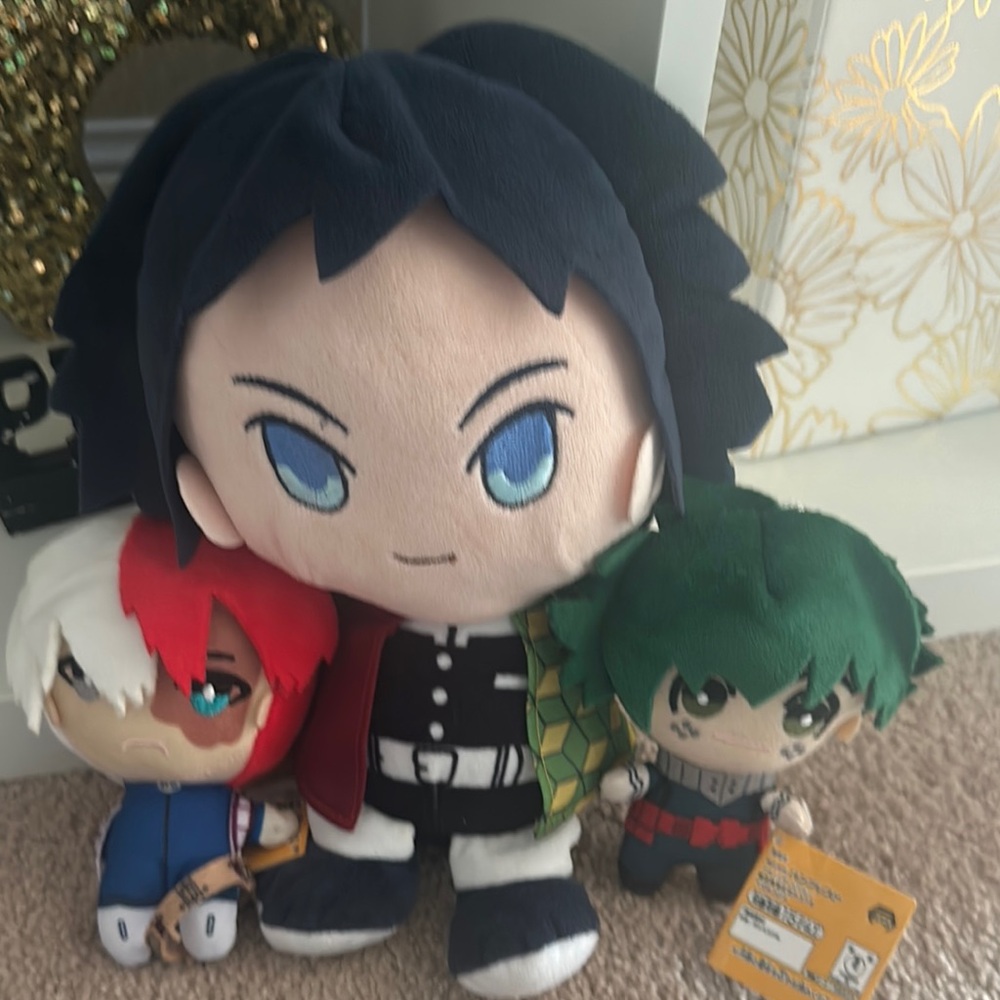 Blue and Red Stuffed Animal Toy Set